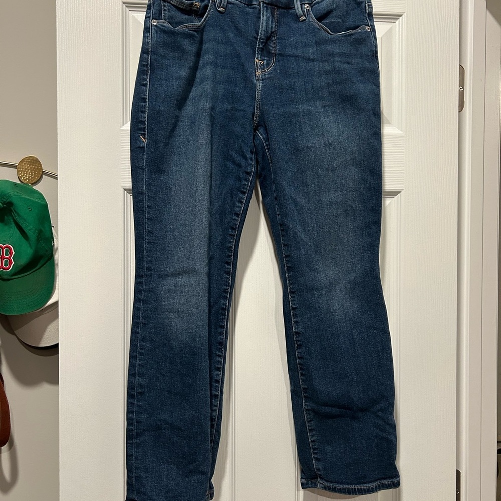 Good American Dark Blue Straight Leg Jeans